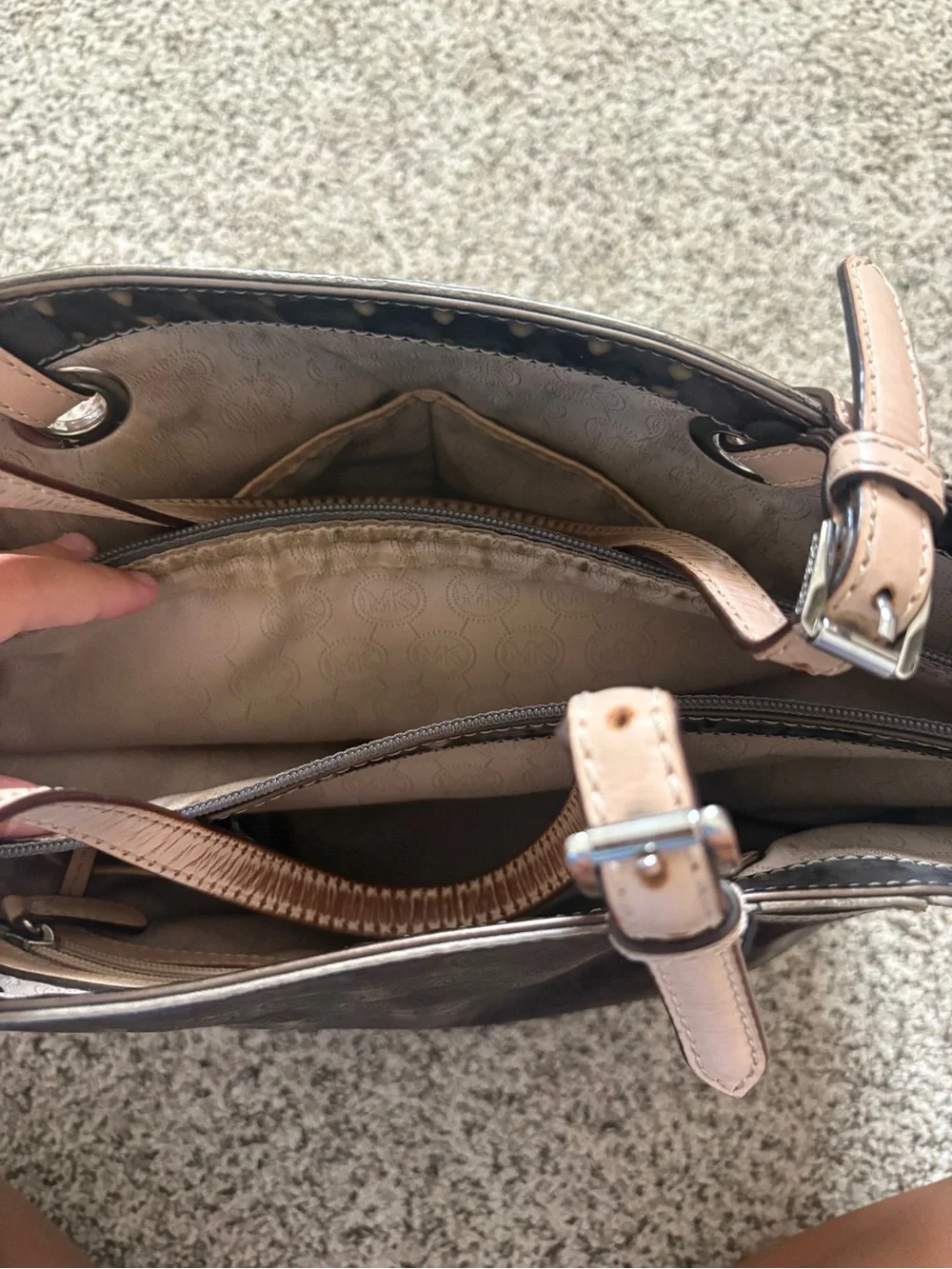 Michael Kors Metallic Bronze Logo Tote with MK Charm